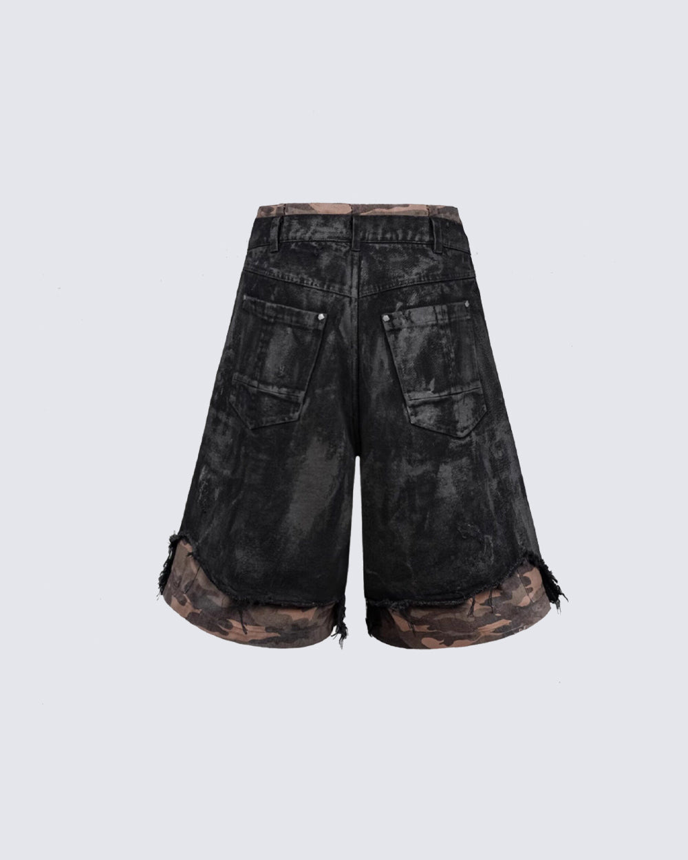 Distressed Bleached Patchwork Denim Shorts