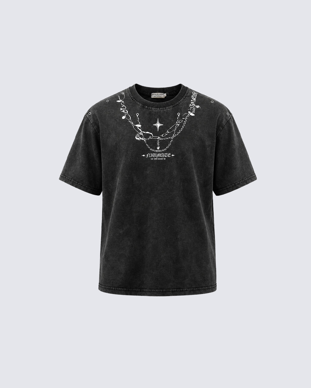 Distressed Graphic Chain Print T-shirt
