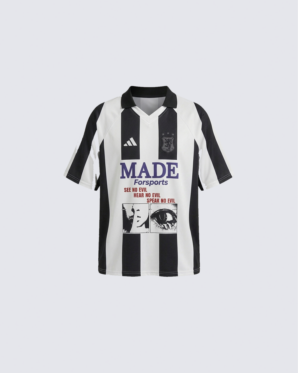 Graphic Striped Polo Jersey T-Shirt