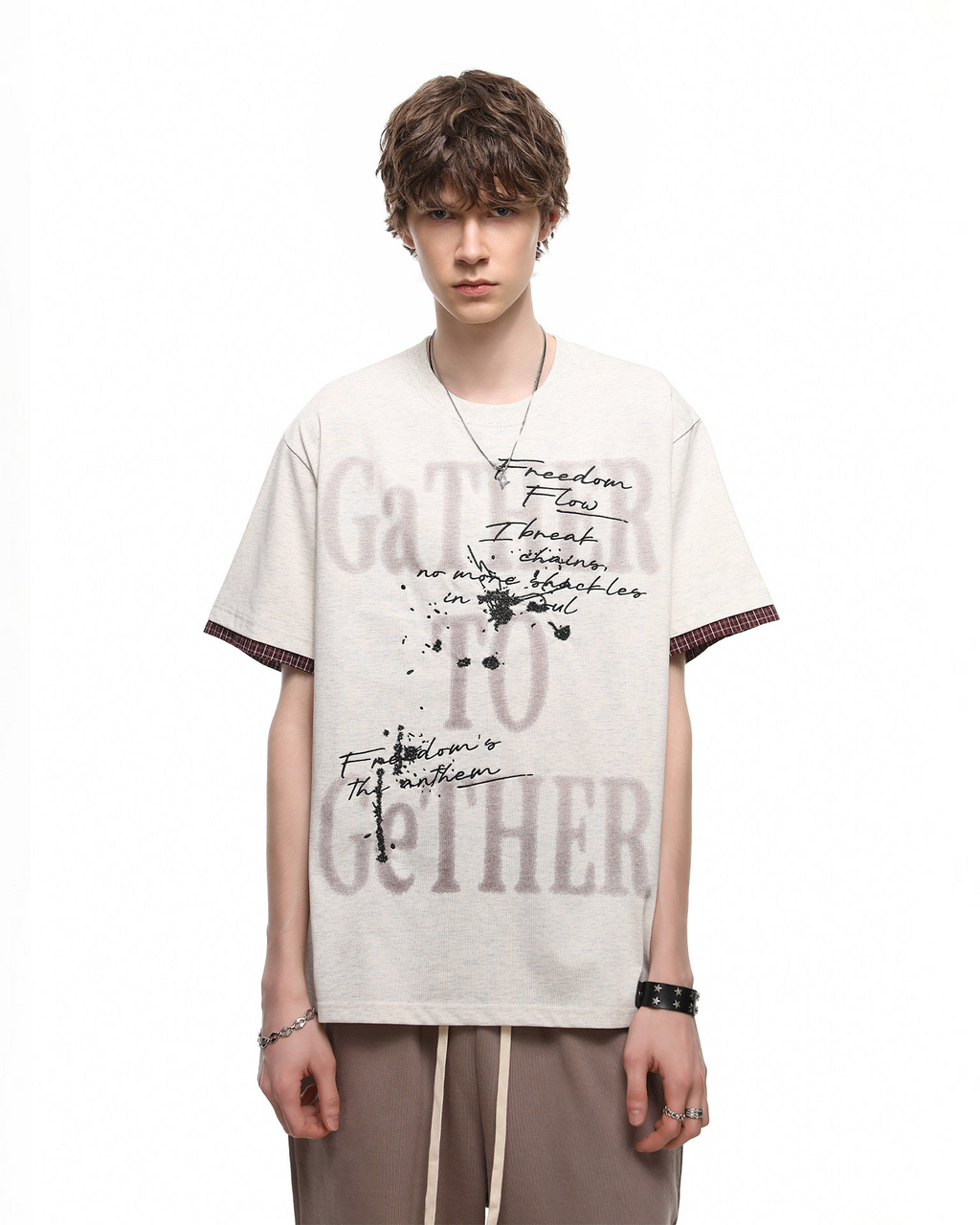Vintage Washed Letter Print T-Shirt