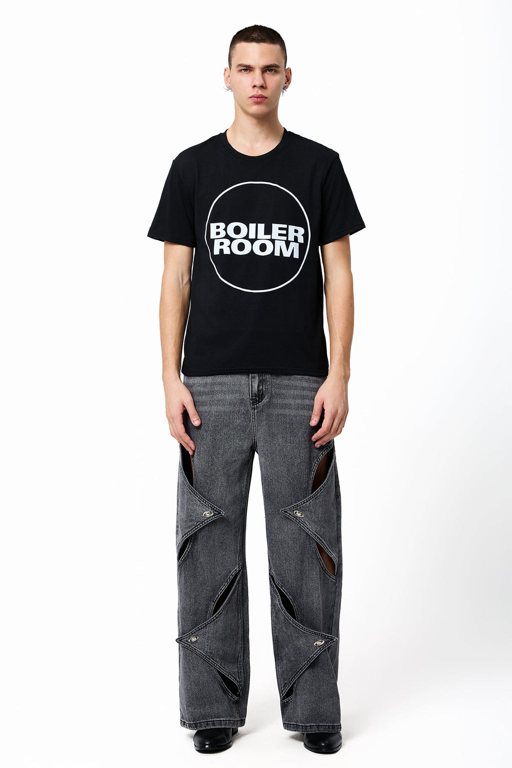 Diesel Vision Wide Leg Cutout Jeans