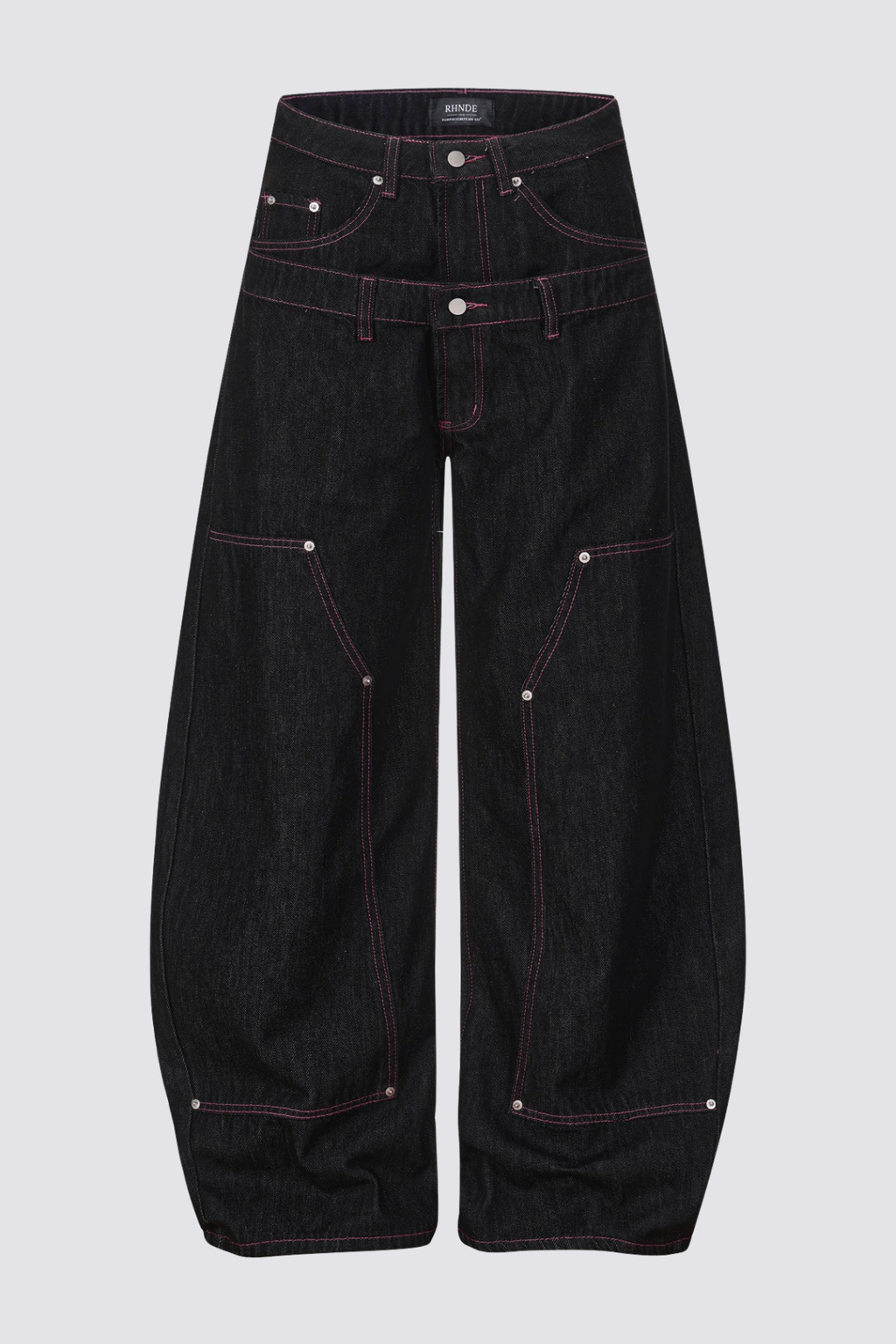 Drift Abrasion Barrel Double Waistband Jeans