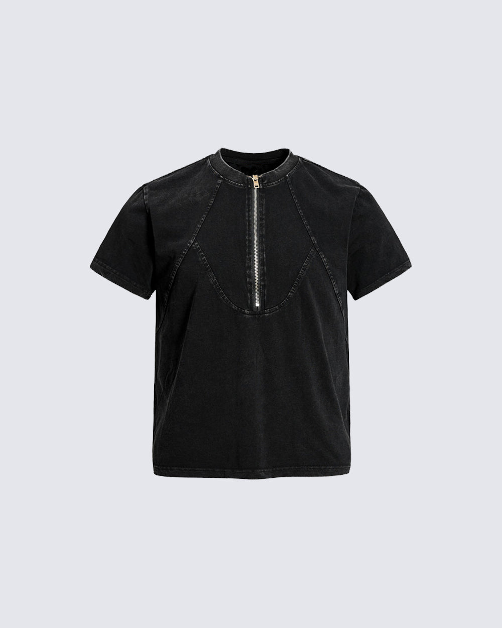 Vintage Washed Zip Panel T-Shirt